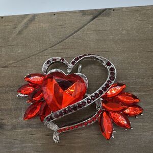 Statement Heart Pendant Only – Pink & Red Gemstones, 2x3 Inches